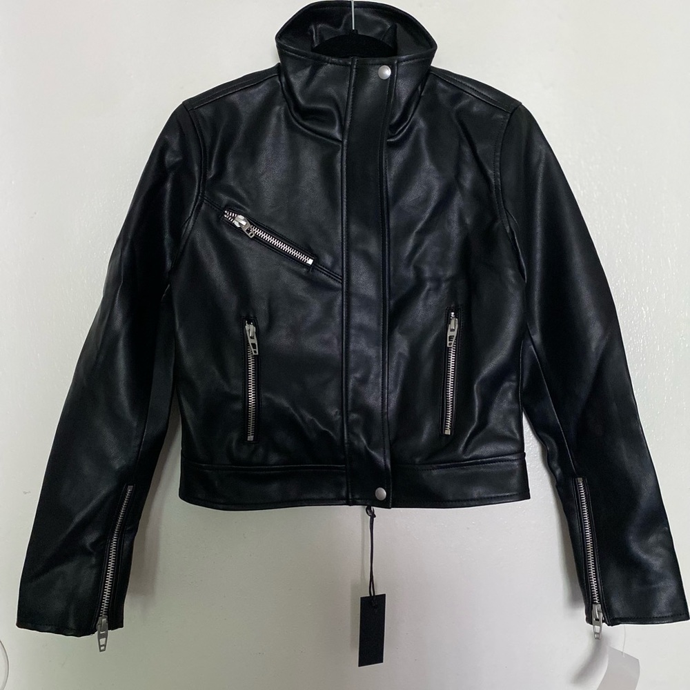 [BLANKNYC] Black faux-leather Moto jacket